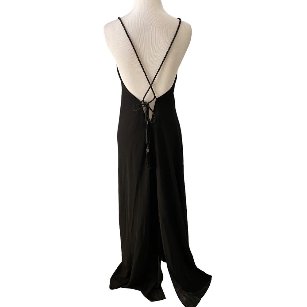 Victorias Secret Black Maxi Gown Tassel Rope Pace zip Back 4 - Picture 10 of 15